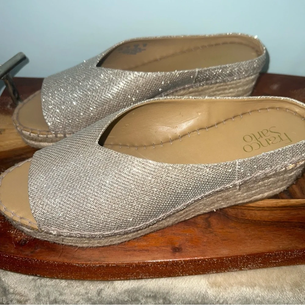 Franco Sarto Shimmering Gold Espadrille Slides